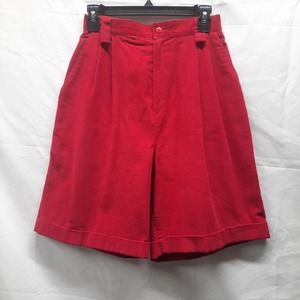 VTG Northern Isles High rise Mom Red Corduroy Knee cuff elastic shorts Vtg 10